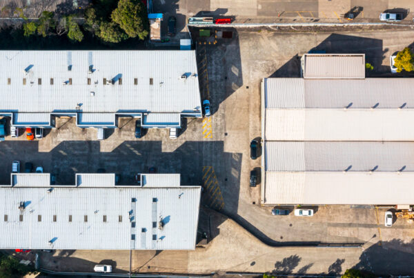 Industrial area overhead perspective roof tops